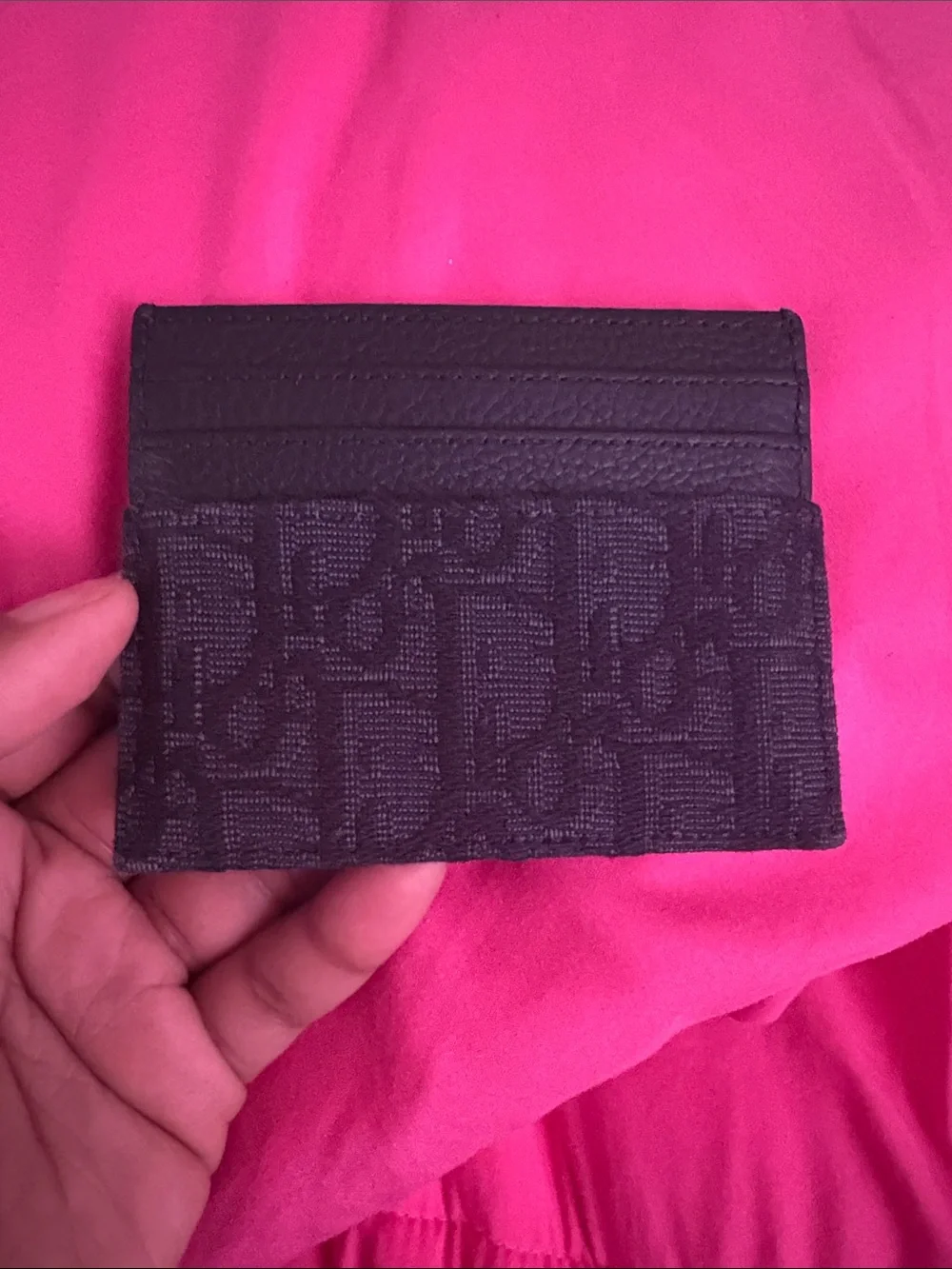 Dior Black Signature Canvas & Leather Card Holder